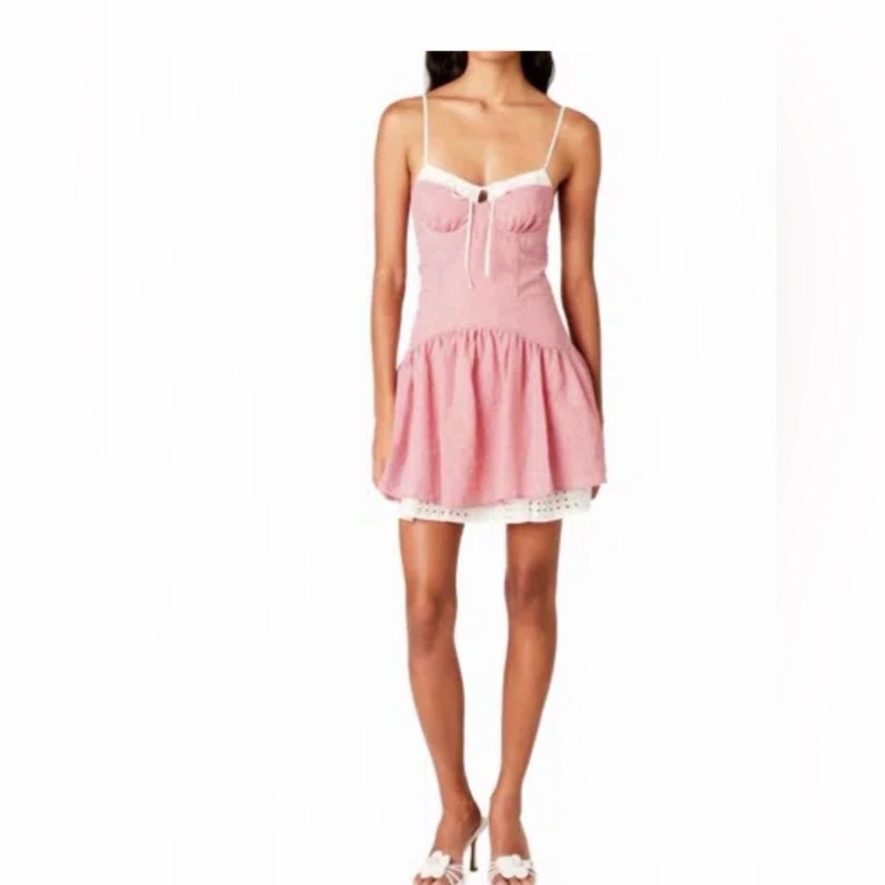 NIA Red Spaghetti Strap Gingham Mini Dress Size Large With Pockets